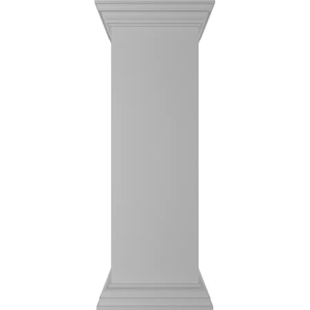 Ekena Millwork 12"W x 40"H Plain Newel Post with Panel, Flat Capital & Base Trim (Installation kit included) NWL12X40PLF0B0